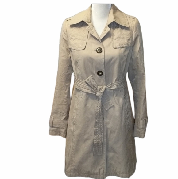 Dkny Jackets & Blazers - DKNY Khaki Lined Trench Coat (Short) Belted sz S